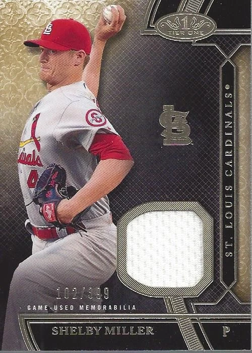 2015 Topps Tier One Relics #TSRSM Shelby Miller Jersey /399 - BB - Image 1 of 2