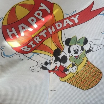 VTG Disney Mickey Minnie Mouse Birthday Table Cover Table Cloth 54x96 Balloon US - Image 1 of 4