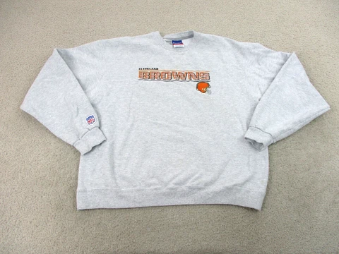 Cleveland Browns Sweater Adult Large Gray Orange Football Champion Mens A05 * Cover