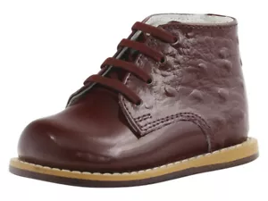 Josmo Infant/Toddler Boy's First Walker Burgundy Ostrich Oxfords Shoes - Picture 1 of 98