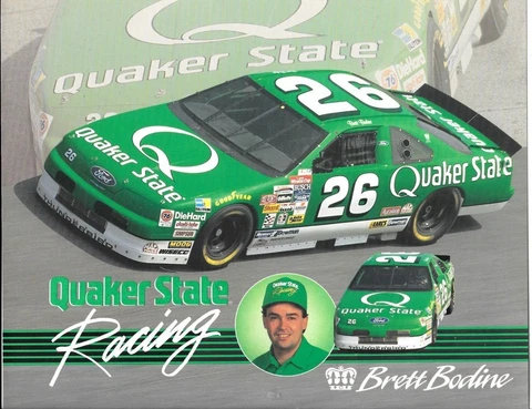 1993 BRETT BODINE #26 QUAKER STATE RACING WINSTON CUP POSTCARD Cover