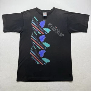 Vintage 90s Adidas Mens Trefoil T Shirt Single Stitch Size M Made In USA Fade - Picture 1 of 9