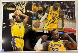 LEBRON JAMES LA LAKERS 0RIGINAL INK HAND SIGNED AUTOGRAPH 13 X 19 POSTER + COA - Picture 1 of 5
