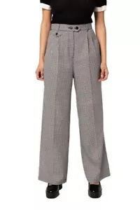 Hell Bunny Teddy Trousers Wide Leg Retro Vintage Style 1950's Houndstooth Pants - Picture 1 of 9