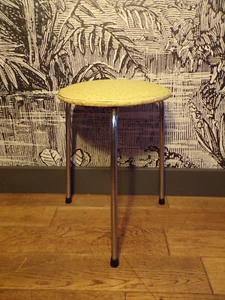 VINTAGE HOCKER DREIBEIN - SKAI UND METALL - DESIGN 50-60 - Bild 1 von 4