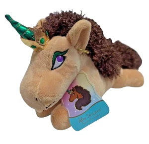 Dan Dee Afro Unicorn Plush 10" Crown & Earrings Khaki Color NWT Rare - Picture 1 of 2