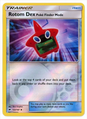 Pokemon Card Burning Shadows Rotom Dex 122/147 Reverse Holo Uncommon - NM/MT - Image 1 of 2