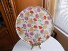 Erphila Art Pottery Made In Germany 11 1/4" Cake Plate Multi Floral Carnations