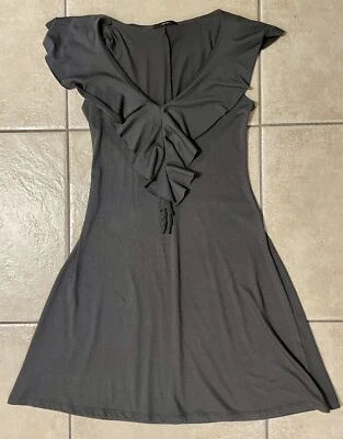 Vestido Soprano Mujer Pequeño/S Gris Volantes Cuello en V Parte Inferior Ancha Suave Foto 1 de 4