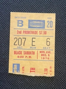BLACK SABBATH TICKET STUB 1976 TOUR TÉCNICO ÉXTASIS TED NUGENT MADISON SQUARE - Imagen 1 de 2