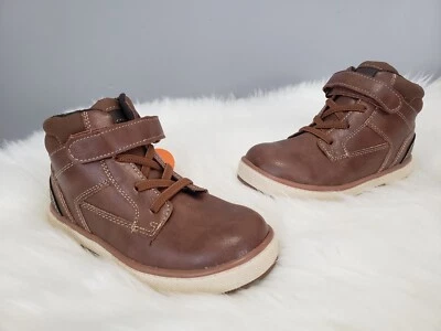 NEW Toddler Easy On Off Boot Size 5 Brown Winter fall Faux Leather Combat biker - Image 1 of 4