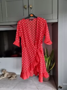 Red Polka Dot Wrap Dress - Picture 1 of 5