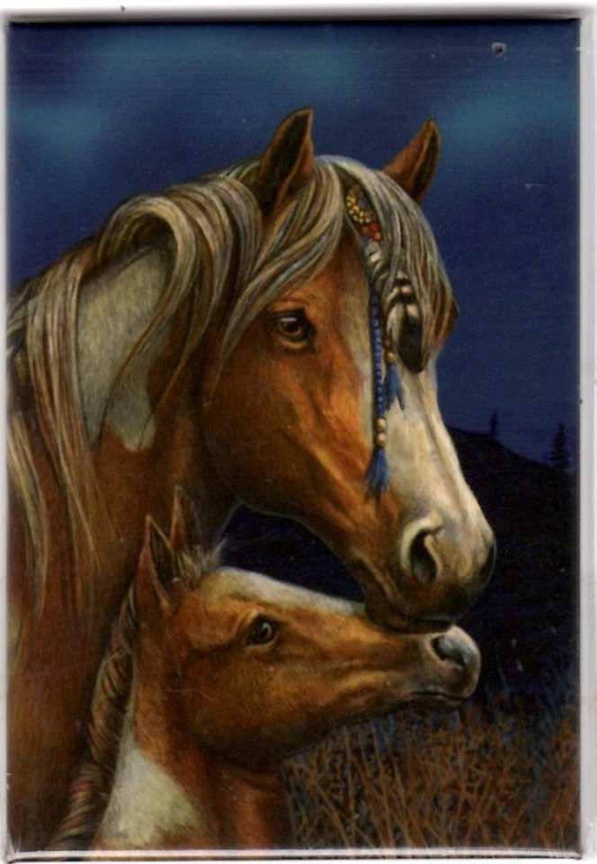 Lisa Parker fridge magnet. Apache Horse and foal fantasy art. - Image 1 of 1