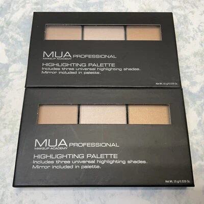 MUA Makeup Academy Highlighting Palette 3 tons 0,529 oz (Lote de 2) Novo - Imagem 1 de 4