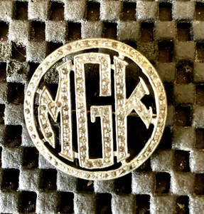 MARCASITE VINTAGE BROOCH PIN INITIALS "MGK" - Picture 1 of 3