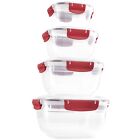 Superio Set of 4 Lock and Fresh Airtight Food Storage Containers with Lids, Red