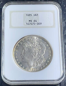 1885 Morgan Silver Dollar - MS64 Graded NGC Old Fatty Holder Might Be MS65