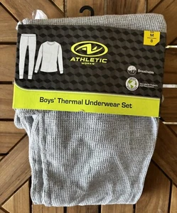 NEW Athletic Works Boys Gray 2 Piece Thermal Underwear Set Size M-8 - Picture 1 of 6