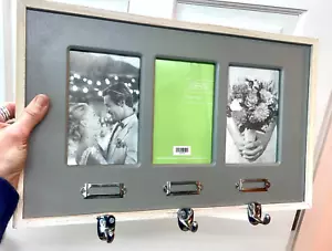 Collage de madera para decoración de pared marco de fotos soporte para correa de llave 3 ganchos 17,5 x 10,7 - Imagen 1 de 17