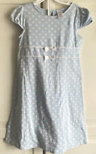 Gymboree Dress Girls Size 8-9 Short Sleeve Light Blue Polka Dot Cotton Knit