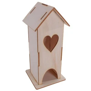 Bolsa de té plegable de madera decorativa en forma de casa caja corte corazón 95x95x215 mm - Imagen 1 de 6