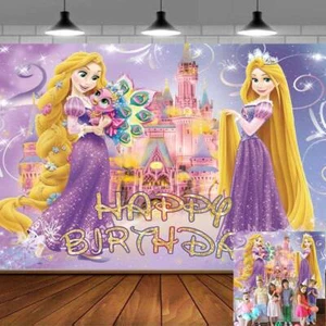 Tangled Rapunzel Princess Party Supplies Birthday Backdrop Girls Vinyl 7x5ft - Picture 1 of 7