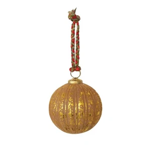 Creative Co-Op 4" Embossed Glass Ornament with Braided Hanger - Picture 1 of 1