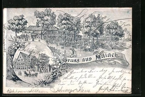 Lithographie Maiach, Restaurant Maiach mit Garten 1899 - Picture 1 of 2