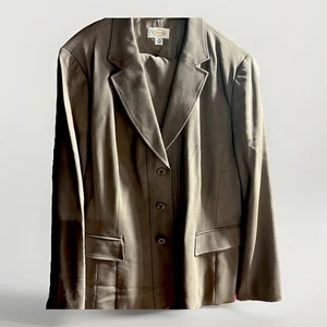 Vintage Talbots Womens Stretch Wool Suit Set Size 18 Brown Careerwear Preppy - Picture 1 of 6