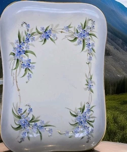 Hand Painted Limoges Floral Dresser Tray, 11” X 7.75”, Signed W. Wilson Crack - Picture 1 of 7