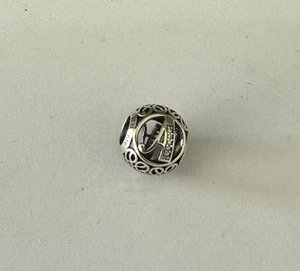 Genuine PANDORA Sterling Silver Openwork Vintage Letter A Charm - Picture 1 of 2