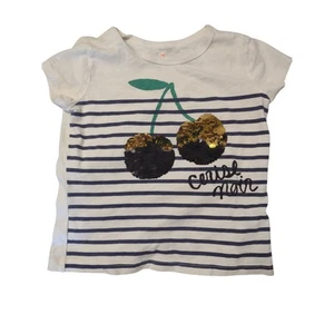Girls' Crewcuts flip-sequin cherry graphic Tee Shirt Small Casual Lightweight - Picture 1 of 5