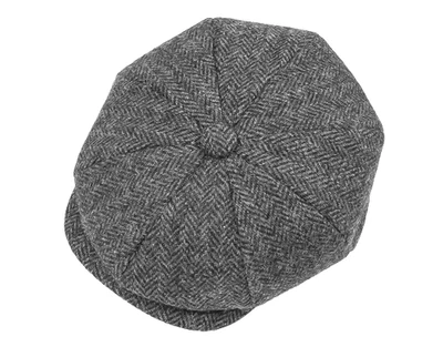 ROYAL STALLION Baker Boy Paper Boy Hat Herringbone 8 Panel Dark Grey & Navy Hat SALE