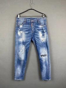 Dsquared2 Mens Distressed Jeans Size 48 Blue Denim Straight Leg Button - Picture 1 of 7