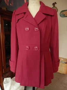 Chadwick’s Wollmantel Jacke Plissee Kragen und Vorderseite Hot Pink Größe 12p GEREINIGT - Bild 1 von 13