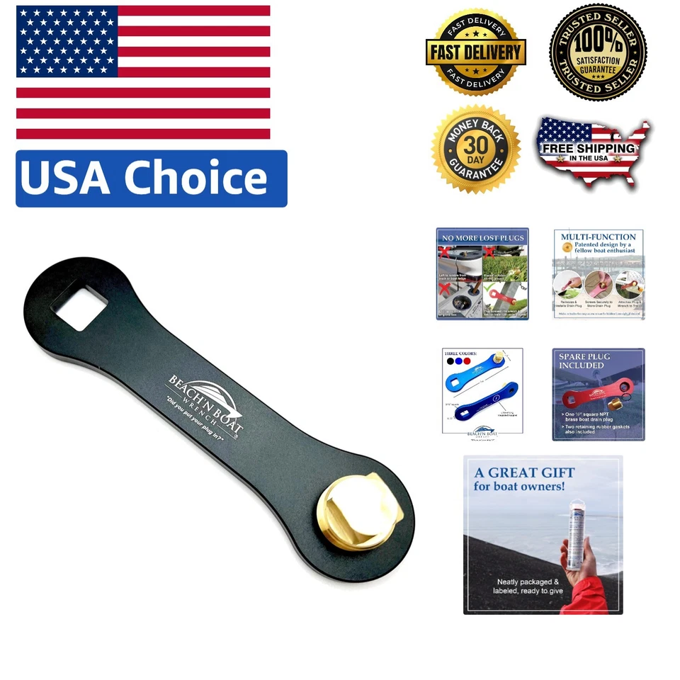 Essential 1/2 Inch NPT Boat Drain Plug Wrench - Lightweight, Corrosion Resistant - Image 1 of 4