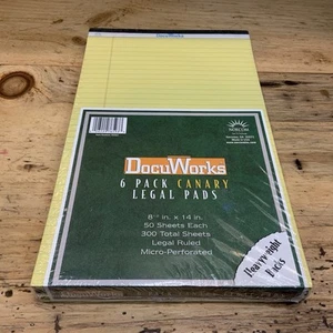 DocuWorks 6 Stück Legal Blöcke Norcom kanariengelb 8,5 x 14 USA 76593 Neu - Bild 1 von 5