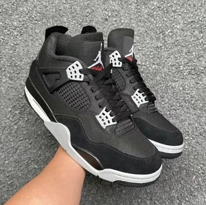 Mid-Top Jordan Air Jordan 4 Retro Se "Black Canvas" Basketball Shoes Men's - Picture 1 of 8