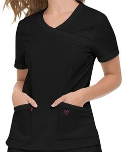 LANDAU TWILL COLLECTION WOMEN'S MOCK WRAP SCRUB TOP #4031 - Picture 1 of 5