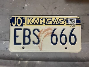 KANSAS NUMMERNSCHILD DREIFACH NUMMER JO JOHNSON COUNTY EBS 666 JUNI 1993 - Bild 1 von 1