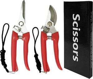 Garden Pruning Shears 2 Pack, 7 inch Flower Gardening Shears, Scissors Clippers - Picture 1 of 4