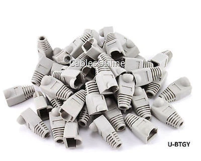 RJ45 Cat5e/ Cat6 Ethernet Cable Plug Strain Relief Boots 50-Pack, Grey - Image 1 of 2