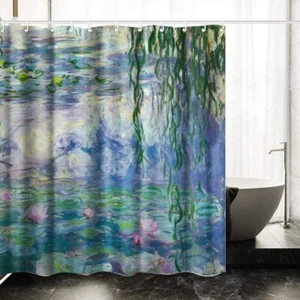 72"L×72"H Badezimmer Duschvorhang Set mit Haken Seerosen von Claude Monet - Bild 1 von 8