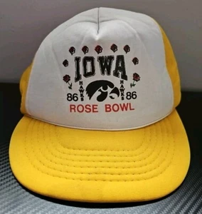 Vintage 1986 Iowa Hawkeyes Rose Bowl Adjustable Yellow/White/Black Hat - Picture 1 of 9
