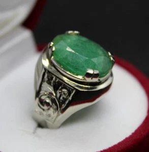 Natural Emerald Ring Panna Emerald Stone Ring Elegant Oval Emerald Ring Silver - Picture 1 of 5