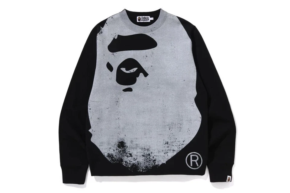41725 APE HEAD OVER PRINT CREWNECK SWEAT black XL - Image 1 of 1