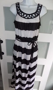 No Boundaries Lattice Black Soot Stripe Maxi Dress Size L (11/13) Junior's NEW - Picture 1 of 4