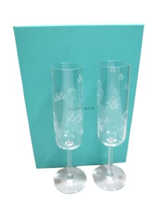 Tiffany & Co. Crystal Champagne Glass Tumbler Ampersand 2 Pieces Pair - Picture 1 of 5