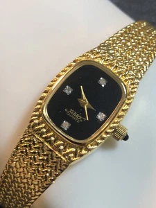 Xavier Women’s Gold Tone Tonneau Shaped Dress Watch Black Dial New Battery - Picture 1 of 24