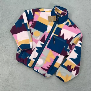 Patagonia Jacket Womens XS Pink Geometric Aztec Synchilla Full Zip Fleece NEW - Picture 1 of 9